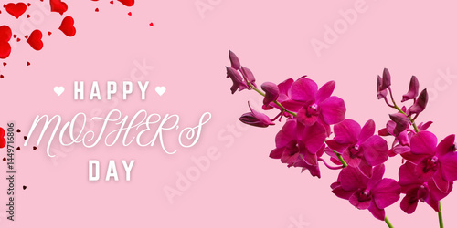 Happy mothers day composition. Flowers on white background. Studio shot.