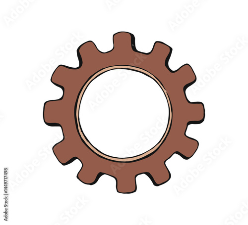 Cogwheel, vintage retro style tool. Cog wheel, steampunk component. Old indus...