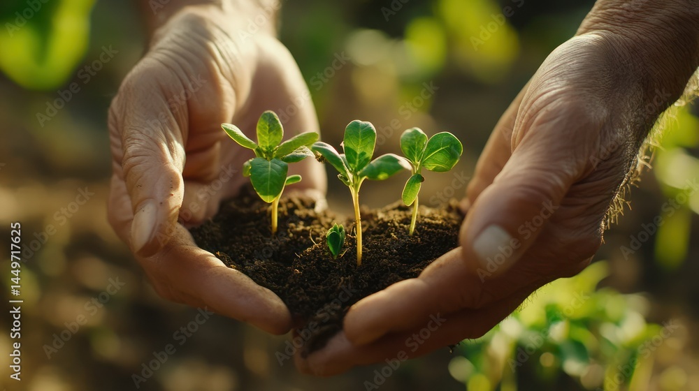 Fototapeta premium Hands holding seedlings