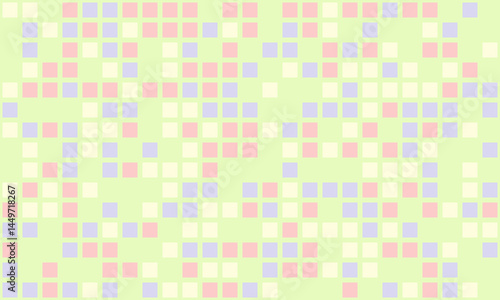 Abstract pastel square pattern.  Perfect for backgrounds, textiles, or playful designs.  Soft colors create a calming, modern aesthetic. This versatile image evokes feelings of serenity and joy.