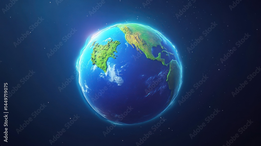 Detailed view of Earth, highlighted Detailed view of Earth, highlighted