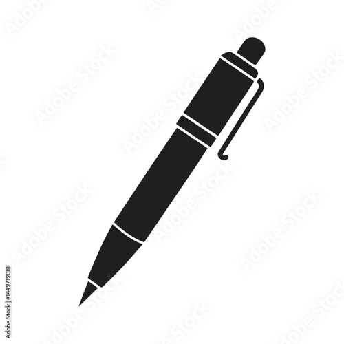 Black pen icon, Ball pen glyph icon. Vector illustration