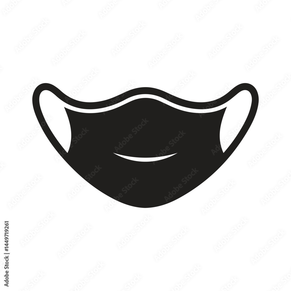 Protective face mask icon silhouette. Medical face mask icon vector illustration Protective face mask icon silhouette. Medical face mask icon vector illustration