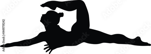 Gymnast silhouette illustration. Women gymnastic full body pose.