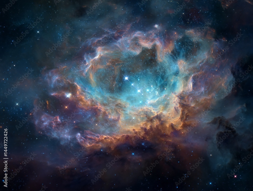 Fototapeta premium Stunning celestial nebula formation featuring vibrant cosmic gas clouds