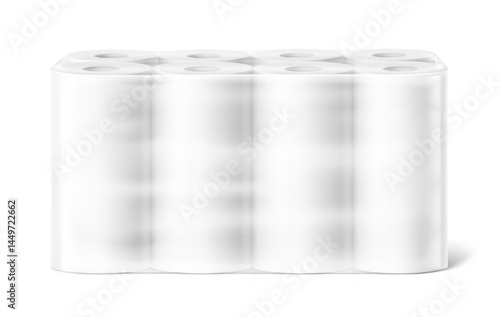 Set of paper towels in film mockup. Vector illustration isolated on white background. Can be use for template your design, presentation, promo, ad. EPS10.