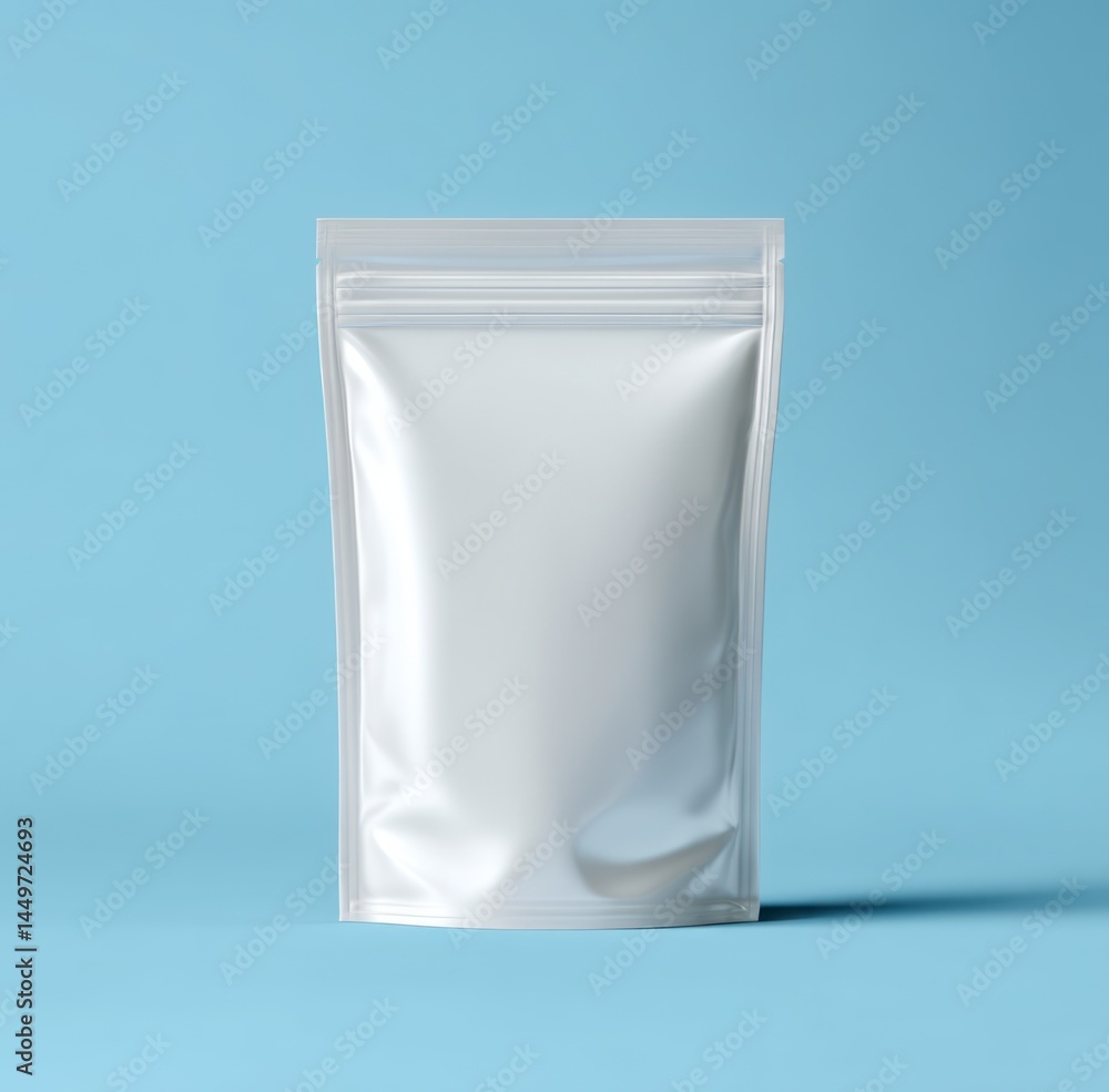 White blank stand up pouch mockup for product packaging presentation White blank stand up pouch mockup for product packaging presentation