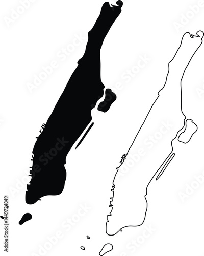 Map of Manhattan New York NY USA Silhouette Flat and Outline Design

