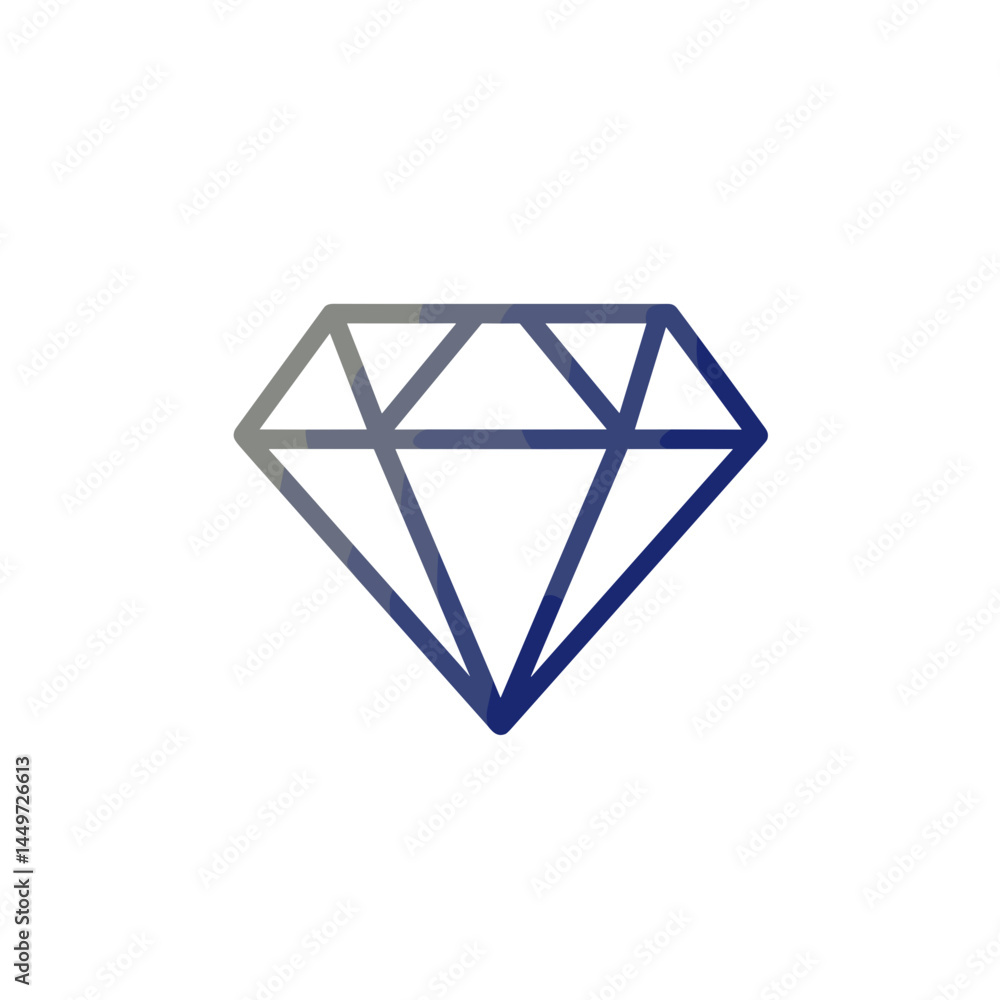 Mineral Resources. Cut gemstone illustration in geometric style with blue shades on a white background Mineral Resources. Cut gemstone illustration in geometric style with blue shades on a white background