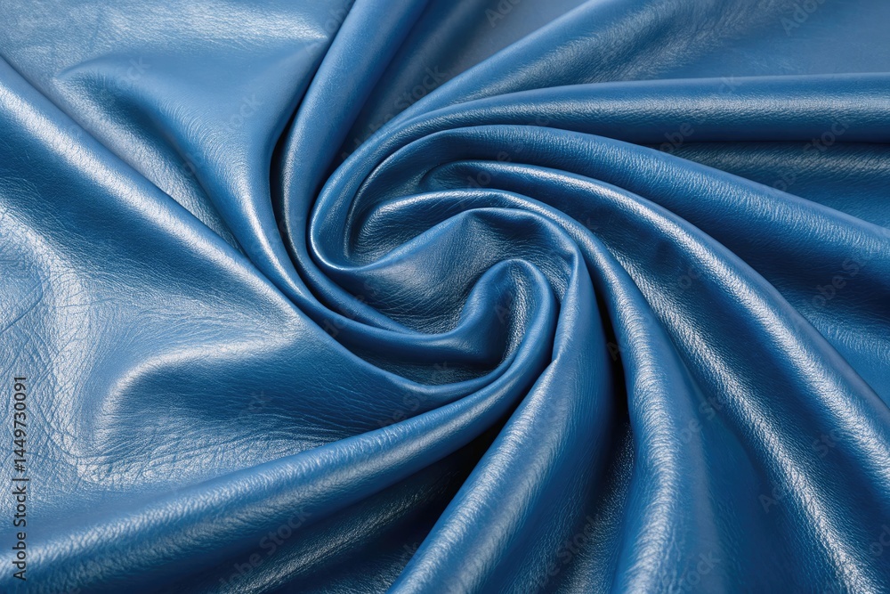 Fototapeta premium Vibrant Blue Leather Texture With Elegant Folds and Sheen Generative AI