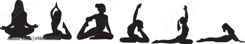 Set of Woman Yoga Silhouettes