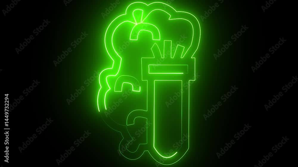 Neon Glowing Lab Flask with Brain – Science and Innovation Animation Loop Neon Glowing Lab Flask with Brain – Science and Innovation Animation Loop