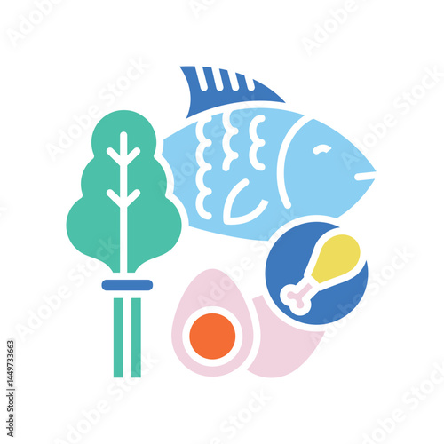 Paleo friendly color line icon for digital and print projects.