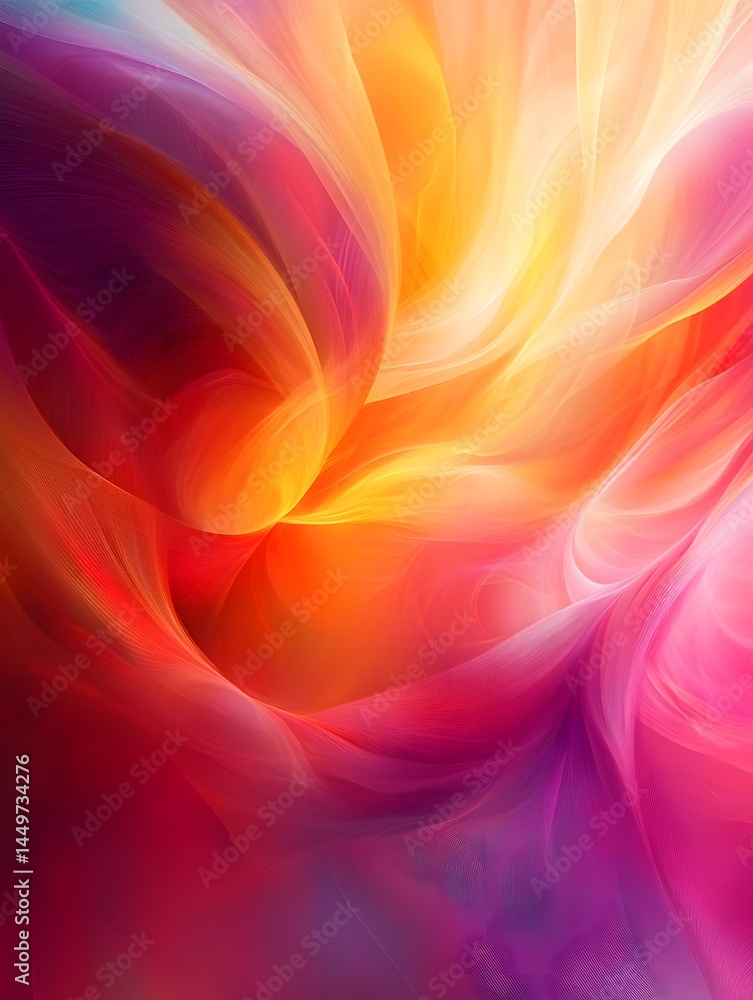 Obraz premium Vibrant Colors in Abstract Art: Stunning Digital Background with Fluid Shapes and Dynamic Composition