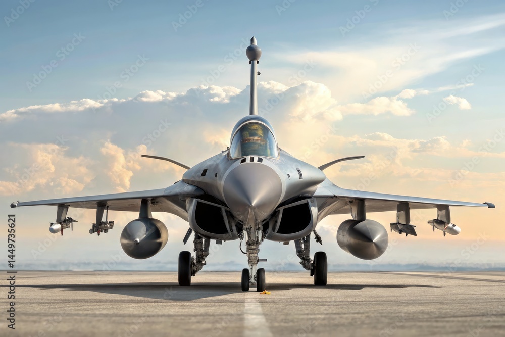 Dassault Rafale Jet on Runway With Clear Sky Background Generative AI