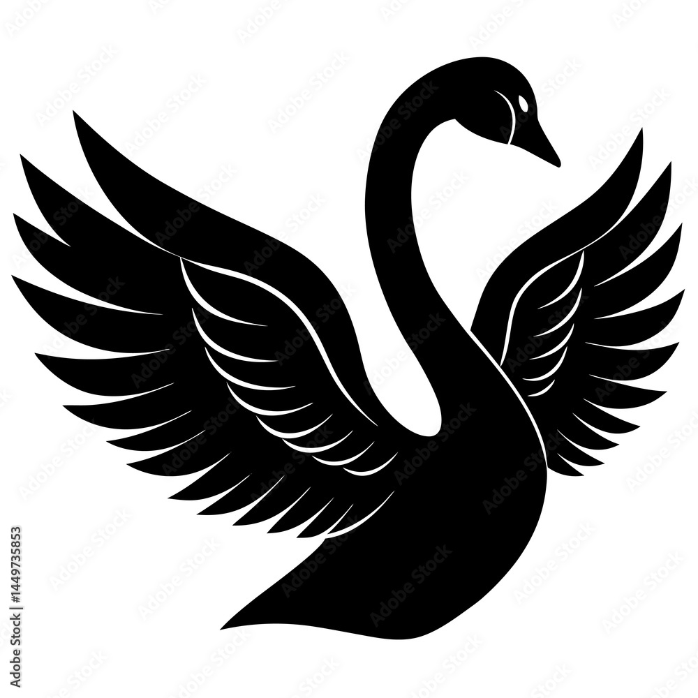 Obraz premium swan wings up vector icon white background