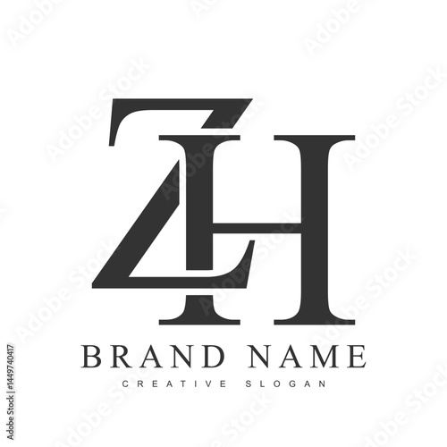 ZH trendy logotype template. Initial letter z and h classic font style. Creative logo for company name or identity.