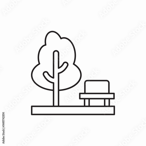 Park bench tree nature icon vector sign