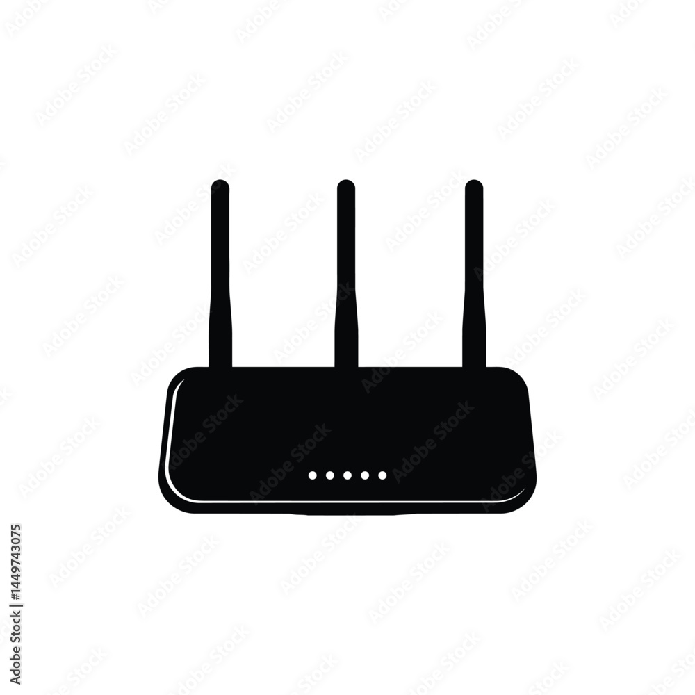 Sleek Router Silhouette Vector Icon for Modern Wireless Network Sleek Router Silhouette Vector Icon for Modern Wireless Network