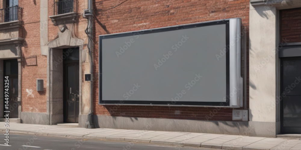Daytime blank billboard mockup in urban setting, frame, street, pole Daytime blank billboard mockup in urban setting, frame, street, pole