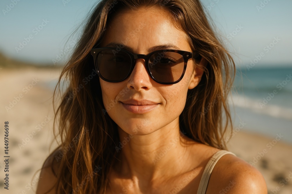 Woman enjoying sunny beach Woman enjoying sunny beach