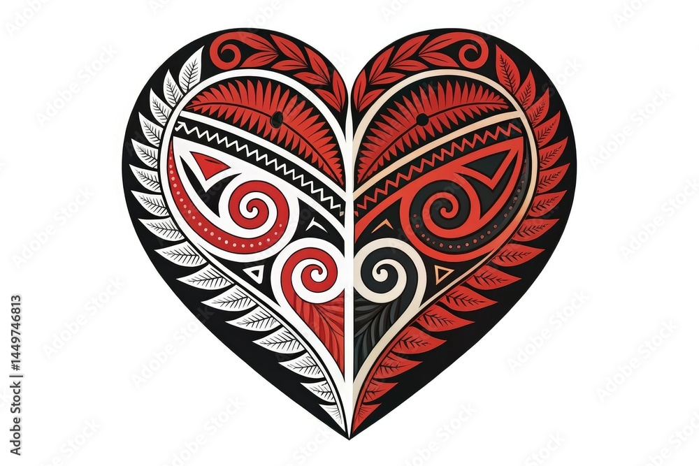 Vibrant Maori Heart Design With Intricate Patterns Generative AI Vibrant Maori Heart Design With Intricate Patterns Generative AI