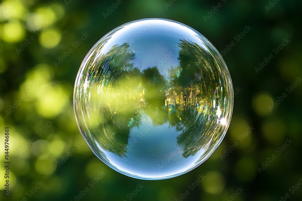 A giant iridescent soap bubble floats in a sunlit green park reflecting nature s beauty with bokeh effect and vibrant A giant iridescent soap bubble floats in a sunlit green park reflecting nature s beauty with bokeh effect and vibrant