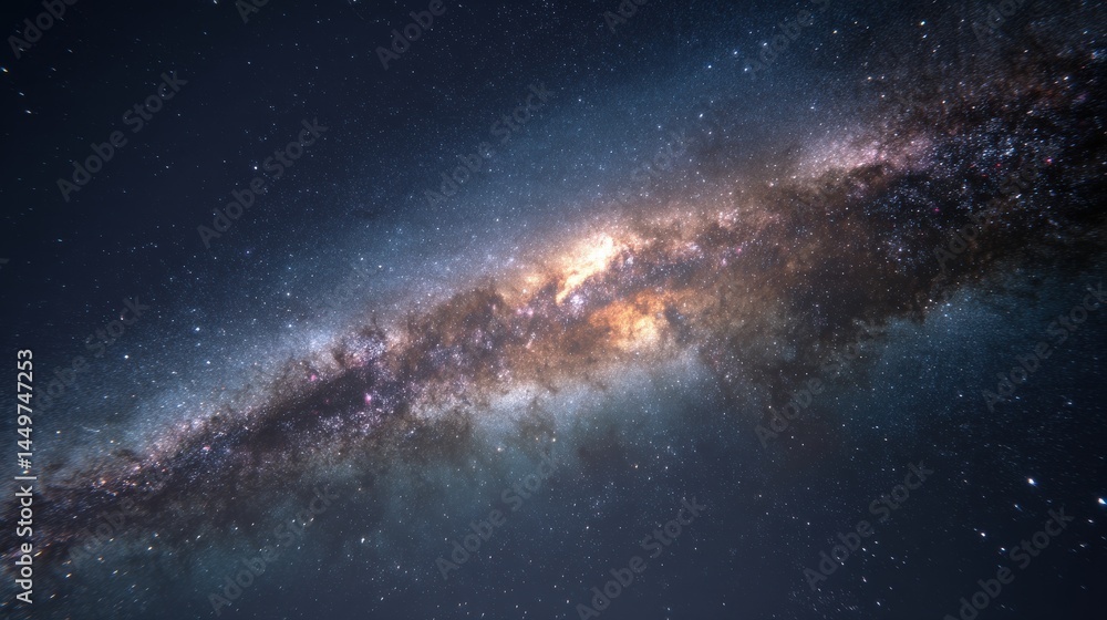 Naklejka premium A breathtaking view of the Milky Way galaxy, showcasing its vibrant colors and intricate details.