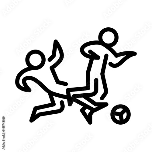 sliding tackle outline icon. figure stick play football line art illustration.