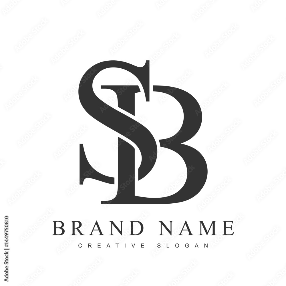 Fototapeta premium SB trendy logotype template. Initial letter s and b classic font style. Creative logo for company name or identity.