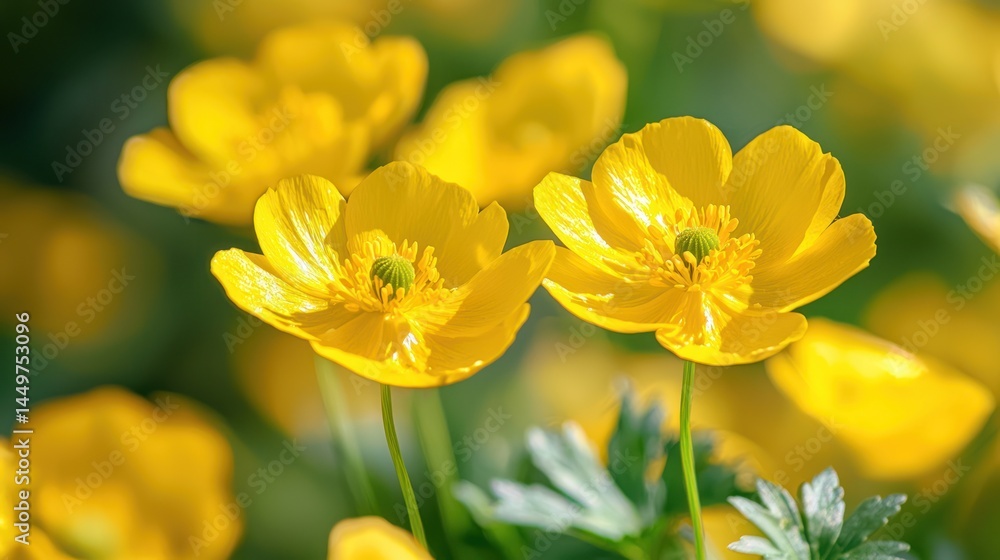 Bright yellow buttercups with crisp petals. Bright yellow buttercups with crisp petals.