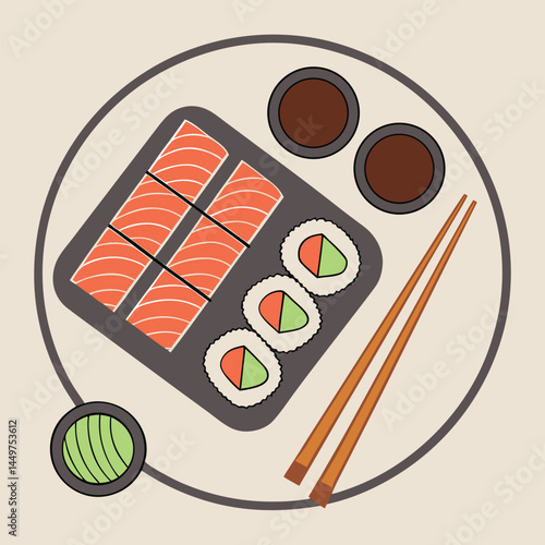 Sushi Platter Assorted Nigiri and Maki Rolls Fresh