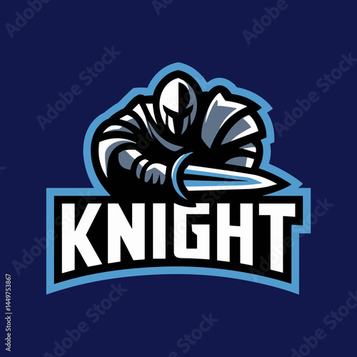 Valiant Armored Knight with Sword Esport and Gaming Team Mascot Logo