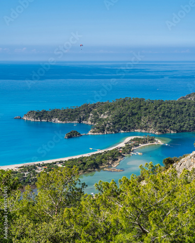 Obraz na płótnie The Oludeniz Beach view from hill in Fethiye Town of Turkey w salonie