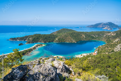 Obraz na płótnie The Oludeniz Beach view from hill in Fethiye Town of Turkey w salonie