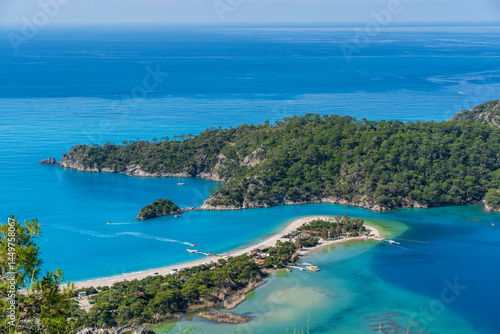 Obraz na płótnie The Oludeniz Beach view from hill in Fethiye Town of Turkey w salonie