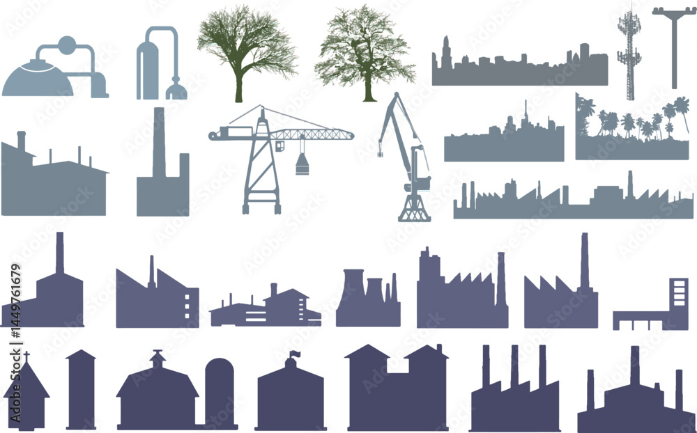 Obraz premium set of building architectural silhouette vector illustration series