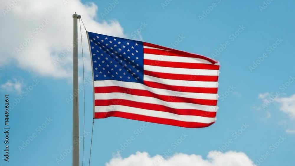 Flag Waving in the Wind Against a Cloudy Sky Flag Waving in the Wind Against a Cloudy Sky