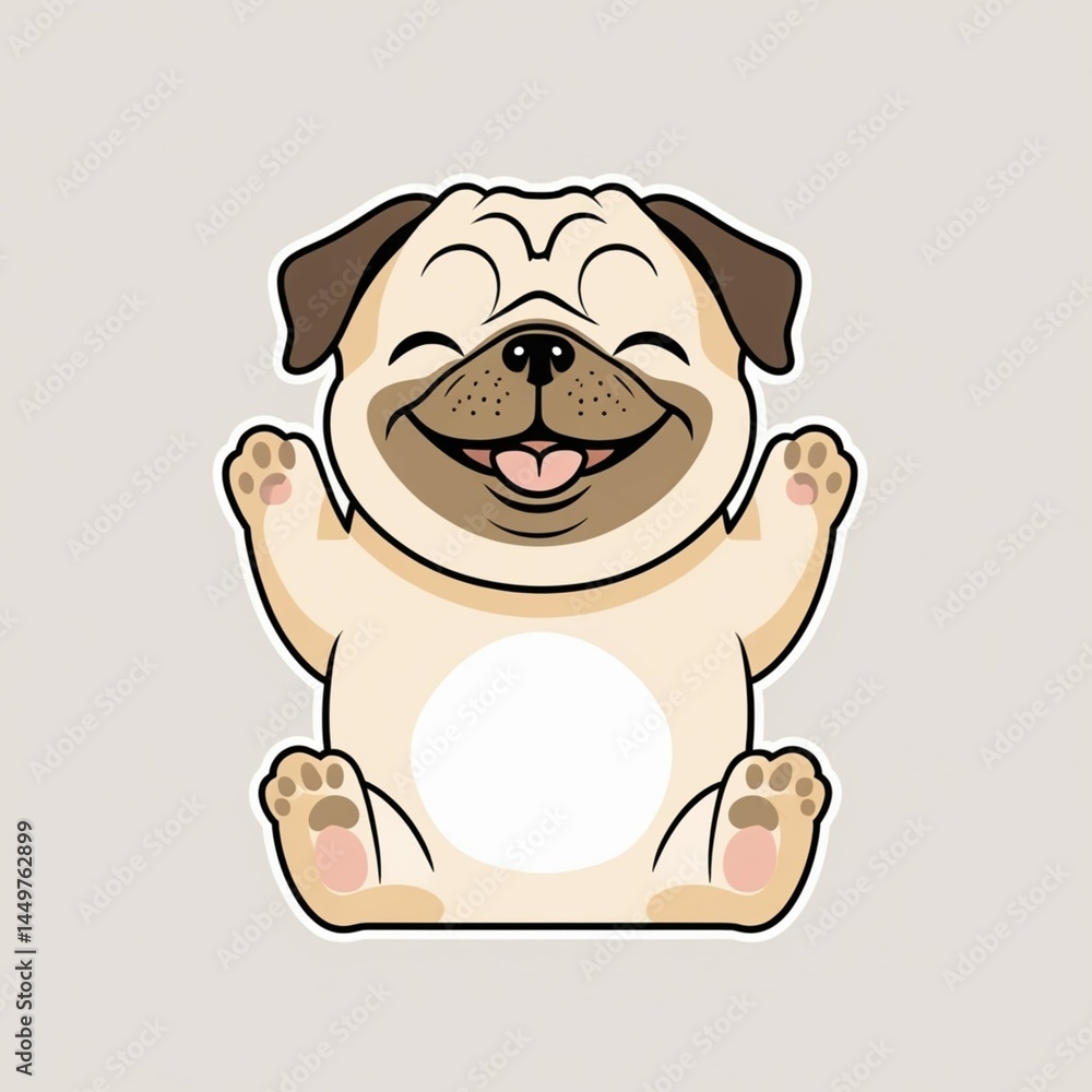Obraz premium cute_pug_halfbody_sticker