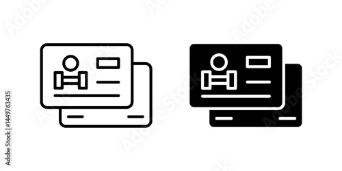 A simple vector icon set depicting gym member ID cards, ideal for fitness and membership designs.