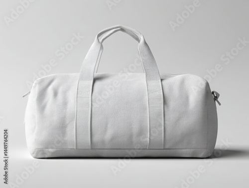 White duffel bag mockup on a gray background perfect for travel design