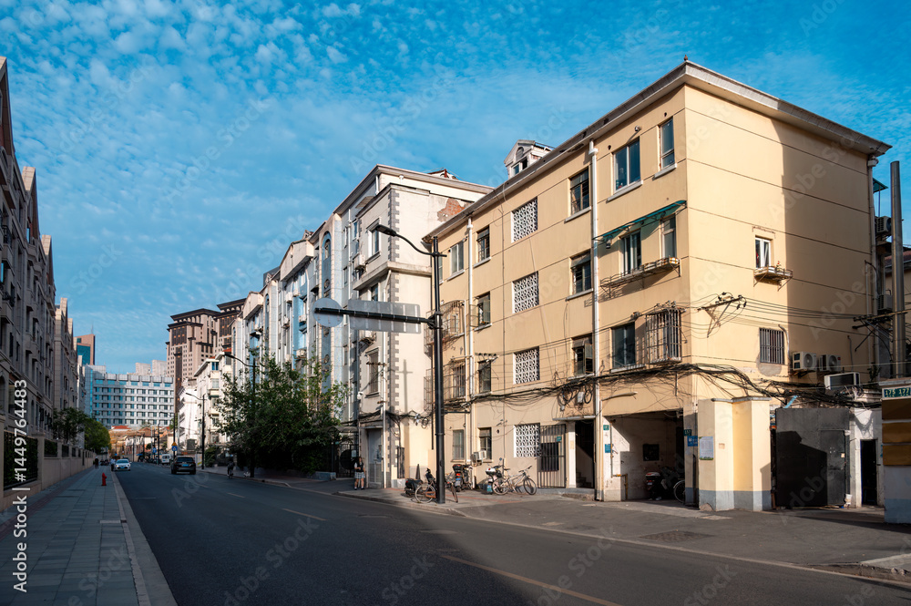 Fototapeta premium Old-fashioned urban residential area street, Shanghai, China
