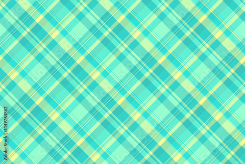 Sketch tartan background texture, rag textile vector fabric. Brazil seamless check plaid pattern in teal and green colors.