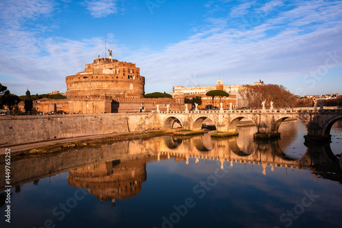 Castel Sant'Angelo and a bridge in Rome, Italy