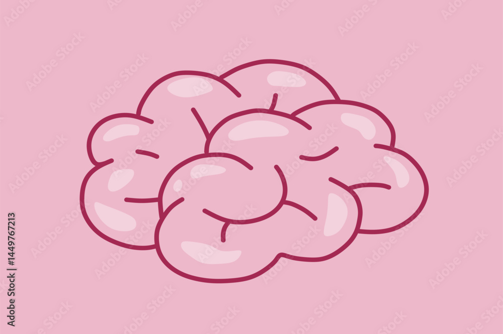 A stylized vector illustration of a brain in a cartoon-like style, featuring smooth, rounded contours and a monochromatic pink color scheme. A stylized vector illustration of a brain in a cartoon-like style, featuring smooth, rounded contours and a monochromatic pink color scheme.