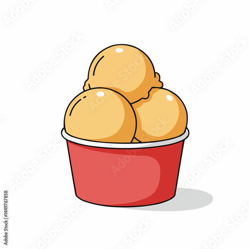 Cartoon style illustration of three scoops of sherbert ice cream