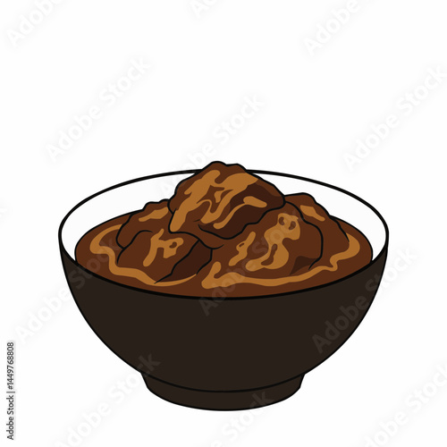 Illustration of a plate containing cooked meat chunks in shades of brown