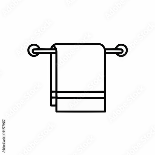 Minimalist black & white towel rack illustration. Simple and modern bathroom accessory image