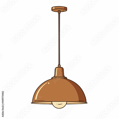 Simple illustration of a pendant light fixture with a long, brown cord