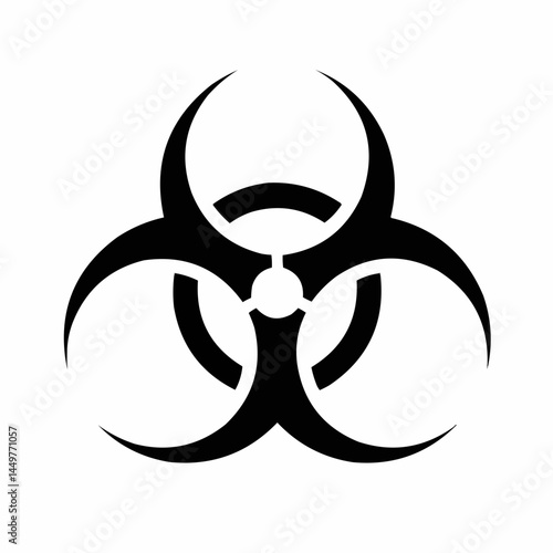 Black biohazard symbol icon partially displayed on a white background, in the corner
